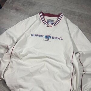 Vintage Y2K style red and white Super Bowl 2009 windbreaker sweatshirt